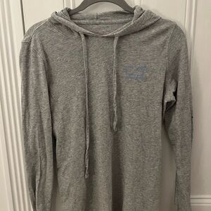 Gray Hooded Long Sleeve Shirt